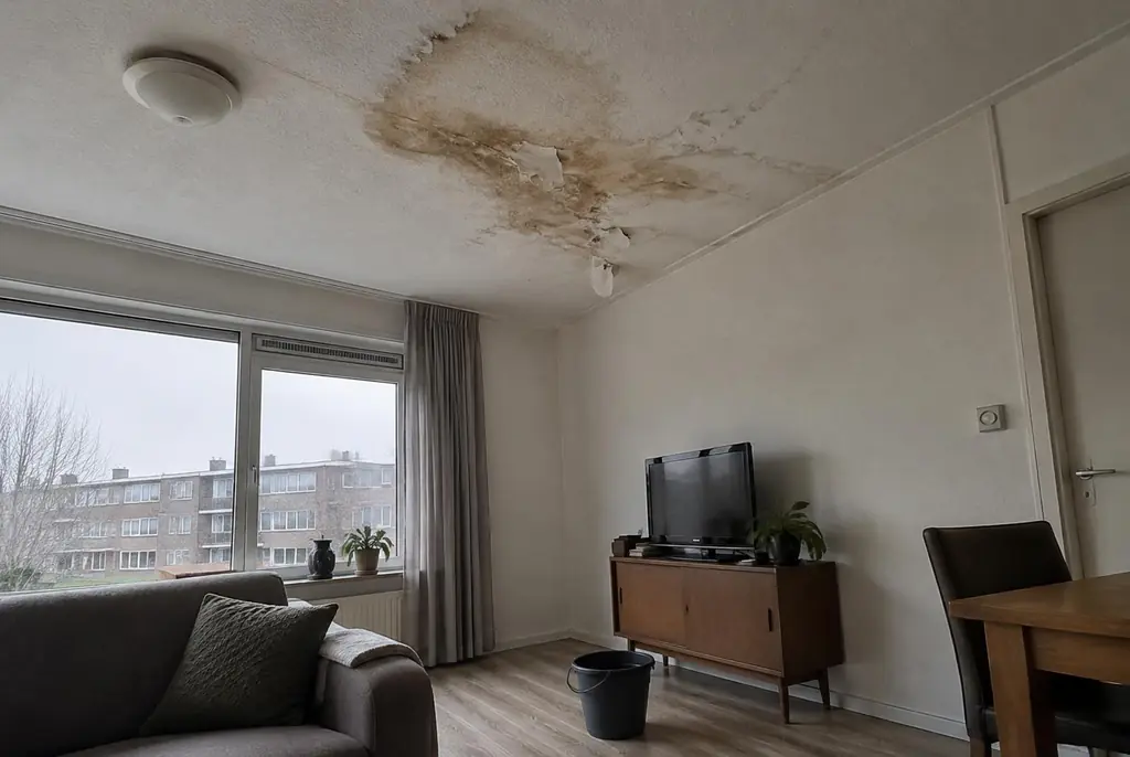 Lekdetectie Waalwijk – vochtplek op het plafond onder een badkamer